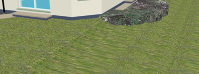 grass texture is distorted  where sloped