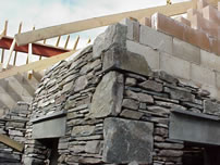 Hand dressed stone 'quoins' or corner stones