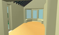 view into interior of model - new dining area off kitchen