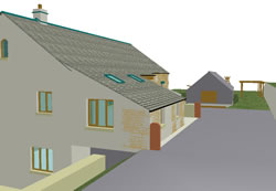 Proposed extension with outbuildings