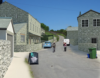rendered computer model of new housing for local people near a famous tourist attraction