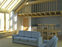 Internal view of extension to barn conversion