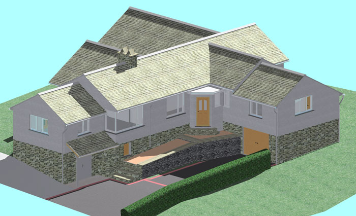 rendered view of existing house