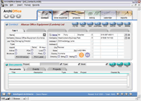 Archioffice Demo contacts screen with imported data