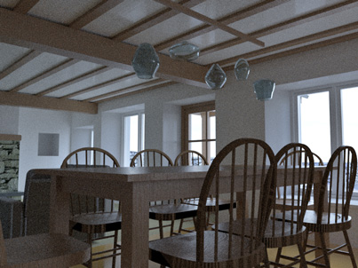 Cottage remodelling near Hawkshead - computer rendering of interior to assess light fittings