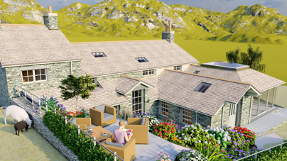 Remodelling cottage above Coniston - sketch proposal computer rendering