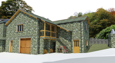 Garage and annexed accommodation in garden Grasmere