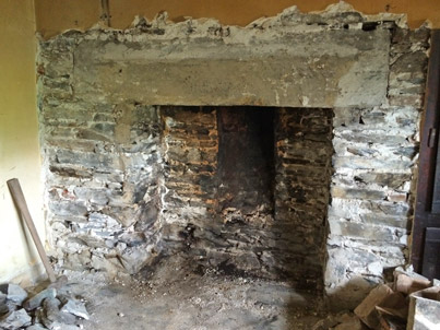 Listed cottage renovation Troutbeck old fireplace