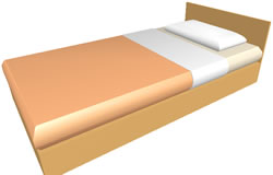 model of single bed with colors attached as custom surfaces