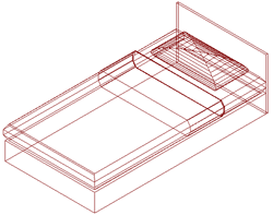 isometric view of single bed model