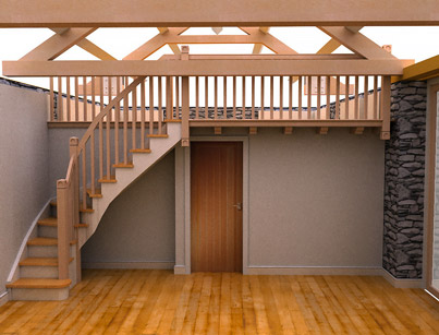 Barn conversion near Windermere, stairs to gallery